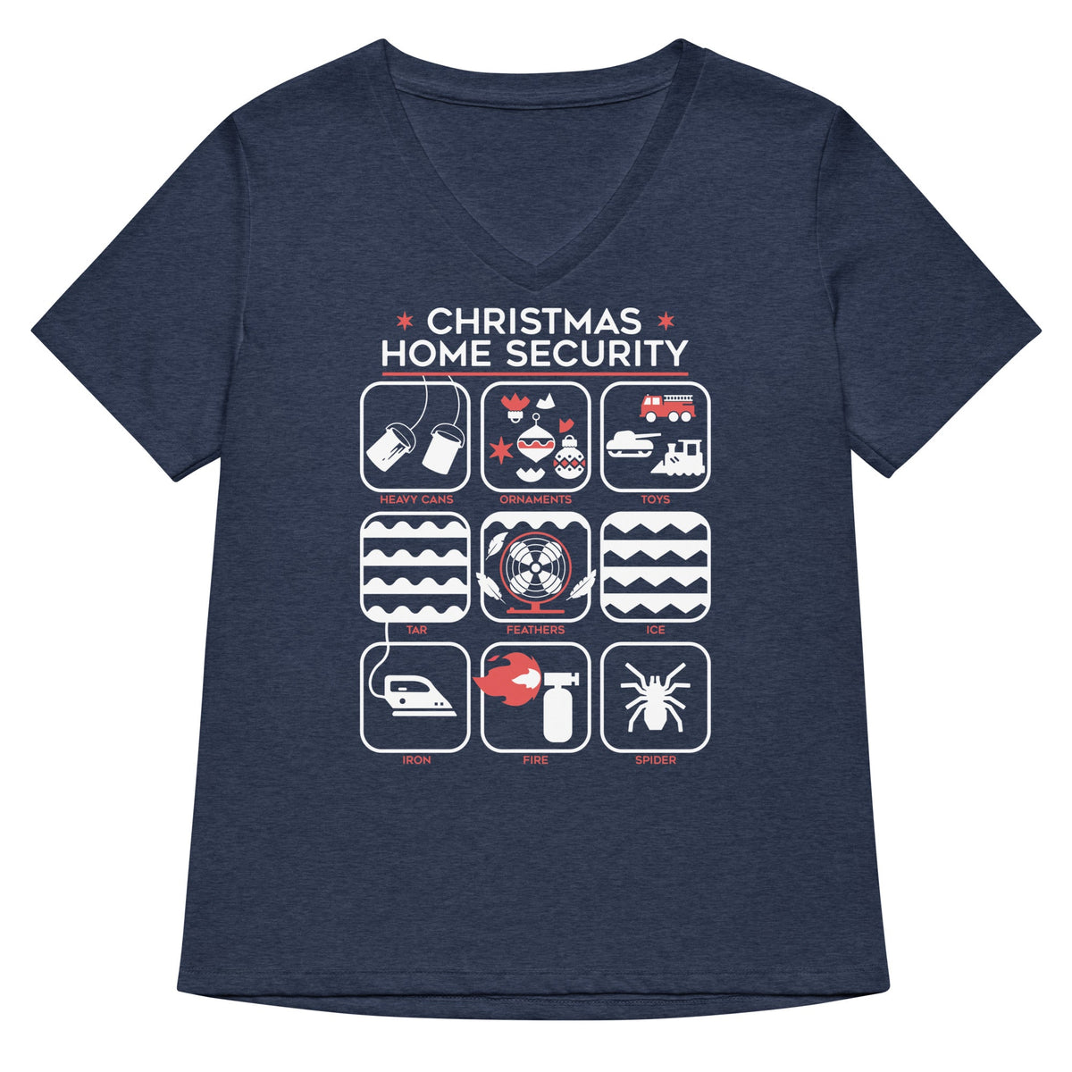 Christmas Home Security Women S V Neck Tee V Neck T Shirt US Trend