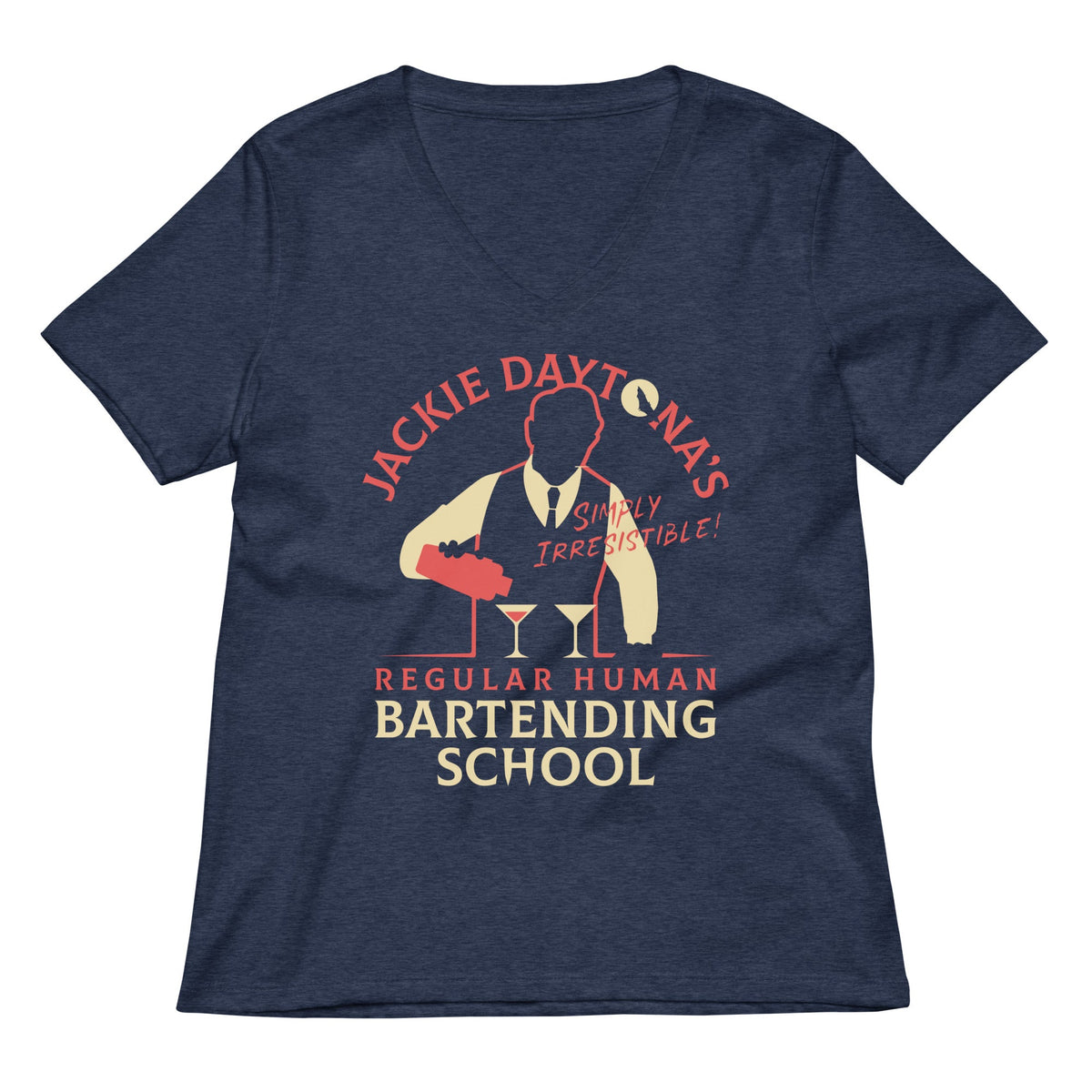 Regular Human Bartending School Women S V Neck Tee V Neck T Shirt Minimal Style