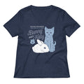 Bunny And Kitty Women S V Neck Tee V Neck T Shirt Minimal Style