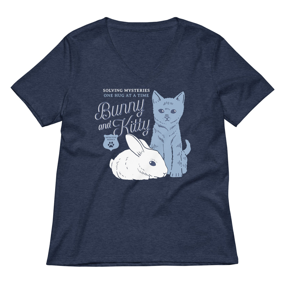 Bunny And Kitty Women S V Neck Tee V Neck T Shirt Minimal Style
