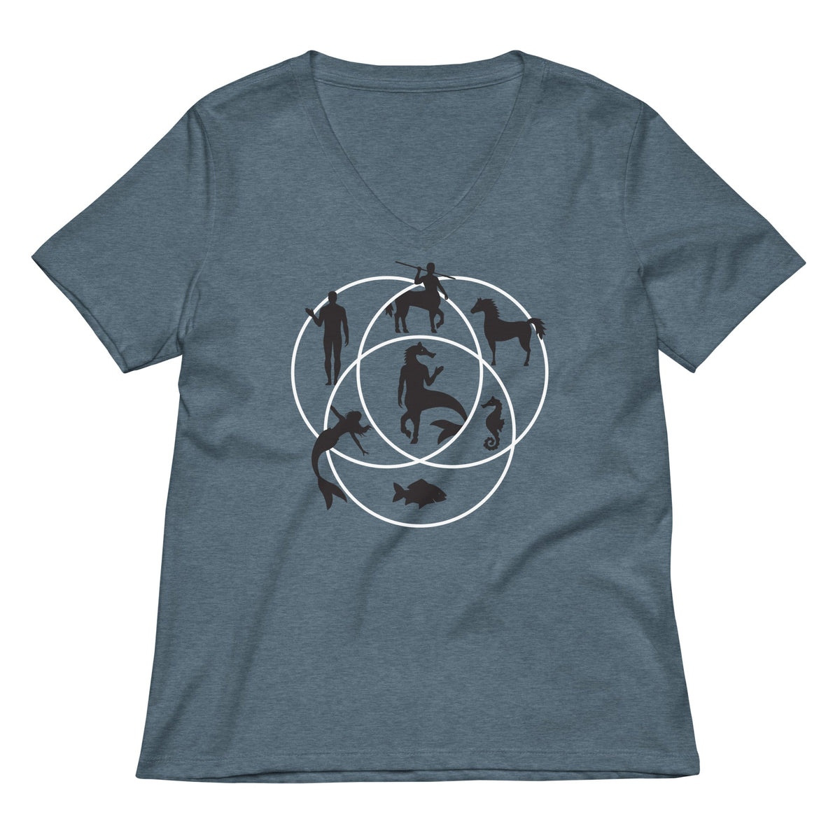 Human Horse Fish Venn Diagram Women S V Neck Tee V Neck T Shirt Gift Ready