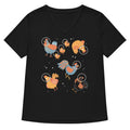 Chickens In Space Women S V Neck Tee V Neck T Shirt US Trend
