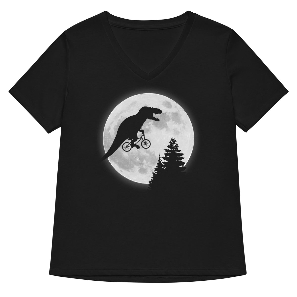 T Rex Moon Women S V Neck Tee V Neck T Shirt Gift Ready