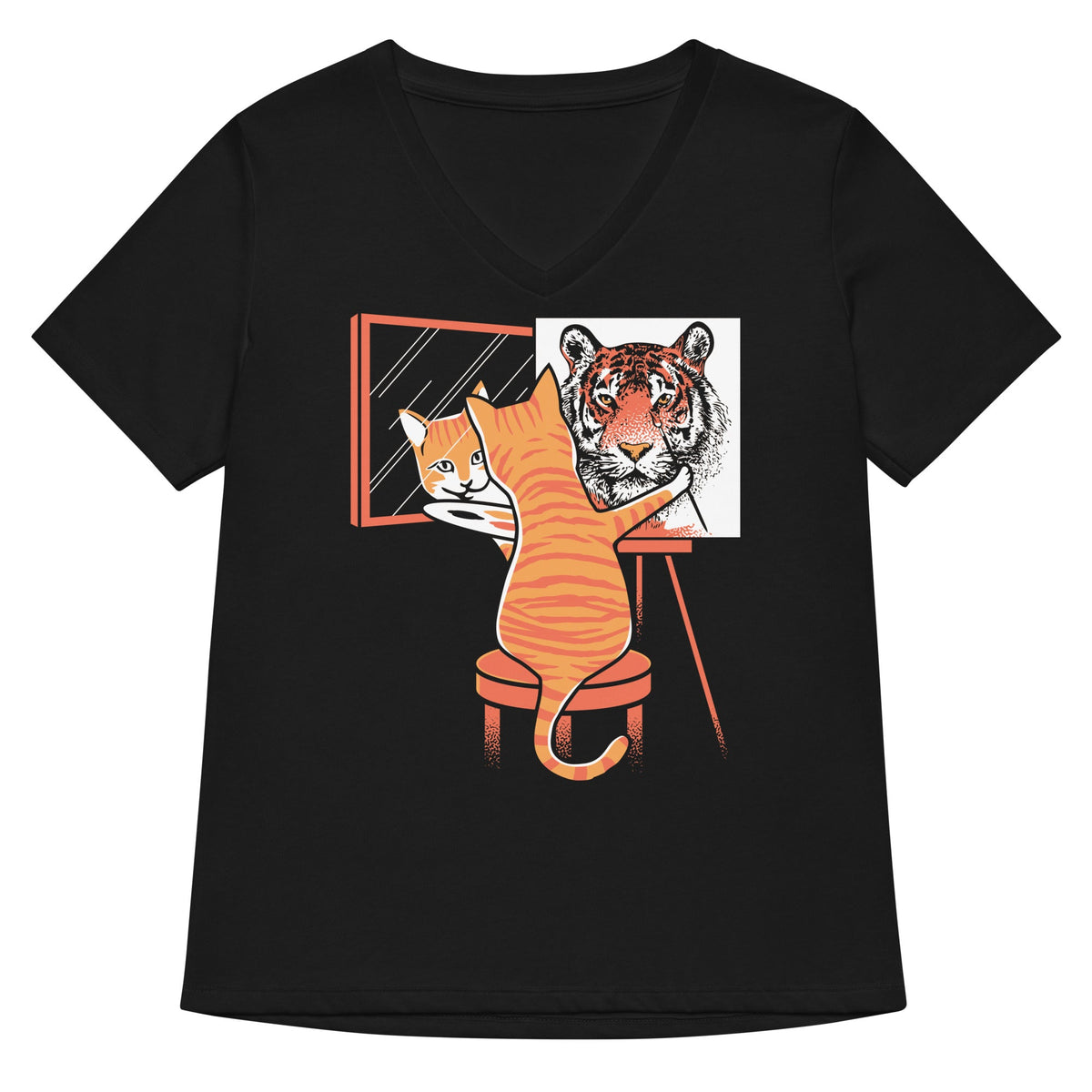 Cat Self Portrait Women S V Neck Tee V Neck T Shirt Clean Design