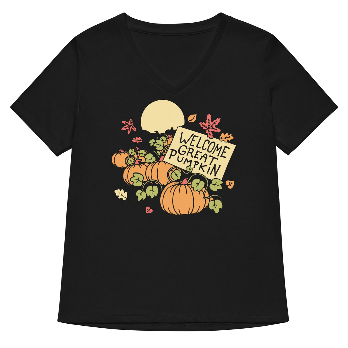 Welcome Great Pumpkin Women S V Neck Tee V Neck T Shirt Gift Ready