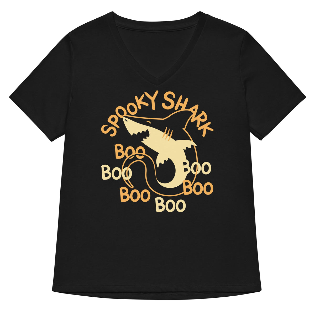 Spooky Shark Women S V Neck Tee V Neck T Shirt Minimal Style