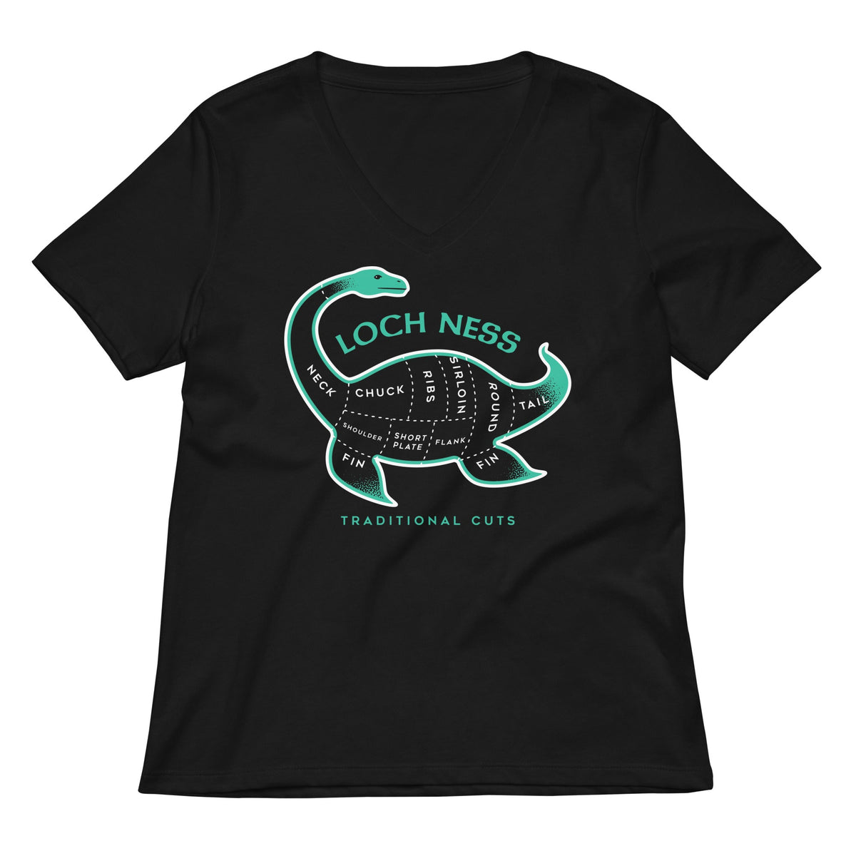 Loch Ness Traditional Cuts Women S V Neck Tee V Neck T Shirt Clean Design