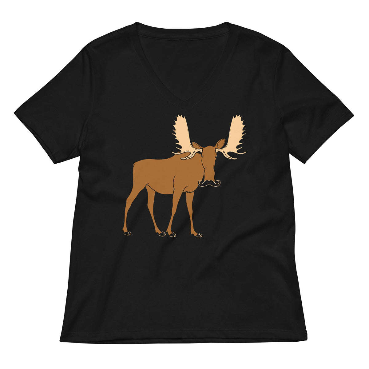Moosestache Women S V Neck Tee V Neck T Shirt Premium Print