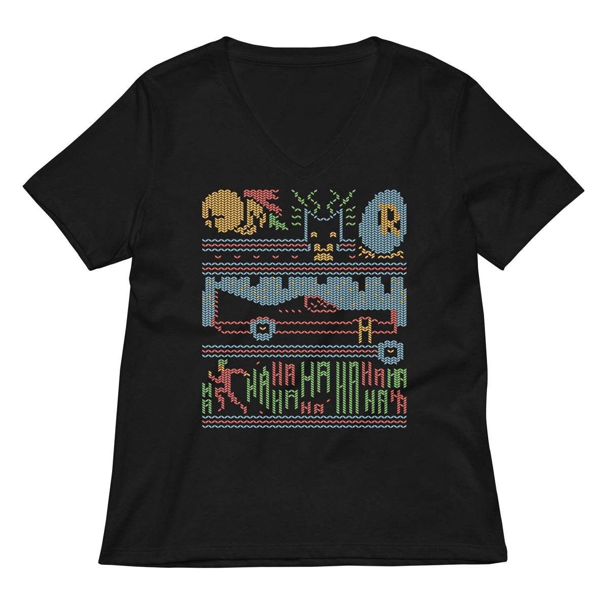 Bat Christmas Sweater Women S V Neck Tee Everyday Wear