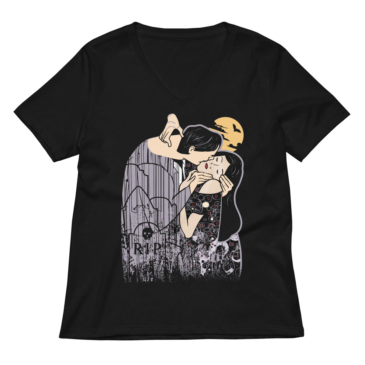 Kooky Spooky Kiss Women S V Neck Tee V Neck T Shirt US Trend
