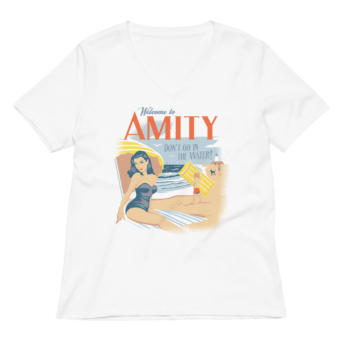 Welcome To Amity Women S V Neck Tee V Neck T Shirt Minimal Style
